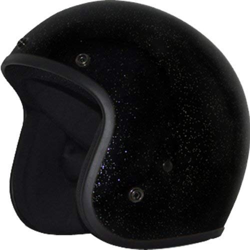 Daytona Metal Flake D.O.T. Approved 3/4 Shell Cruiser Motorcycle Helmet - Black / Small