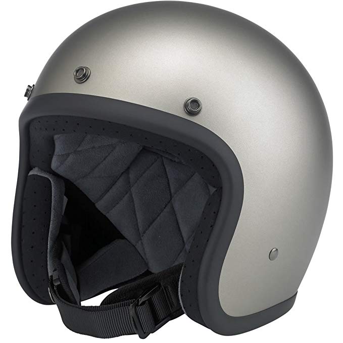 Biltwell Bonanza Solid Mens Open-Face Street Motorcycle Helmet - Flat Titanium/Large