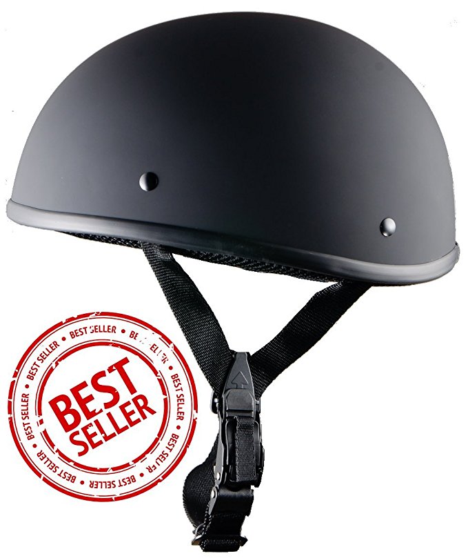 Bikerhelmets.com - World's Smallest Motorcycle Helmet - DOT Approved Ultra Low Profile Beanie - Flat Black No Peak - X-Large