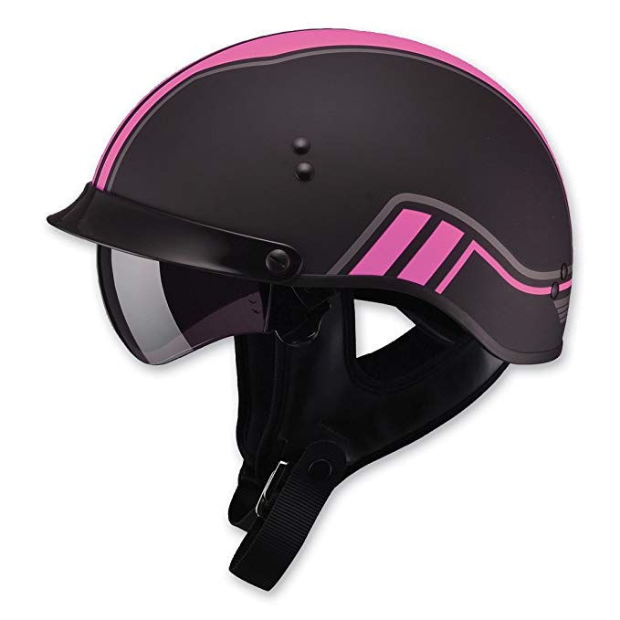 GMAX G9659403 unisex-adult full-face-helmet-style Helmet (Gm65 Full Dressed Half Twin) (Flat Black/Pink, X-Small)