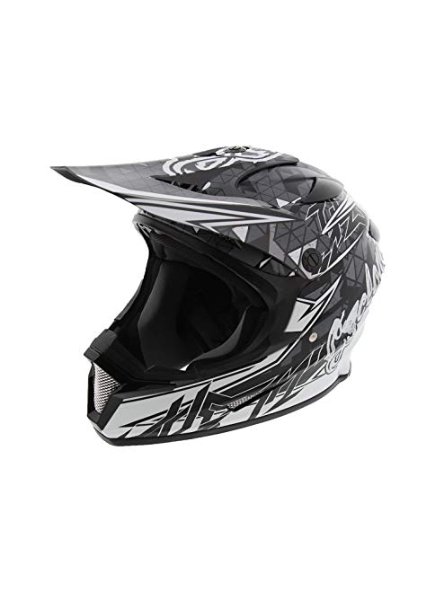 Cyclone ATV MX Dirt Bike Off-Road Helmet DOT/ECE Approved - Black/White - Large