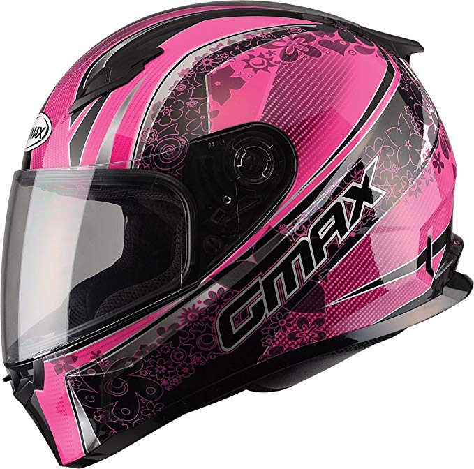 Gmax FF49 unisex-adult full-face-helmet-style Motorcycle Street Helmet Elegance (Black/Pink,Large),1 Pack