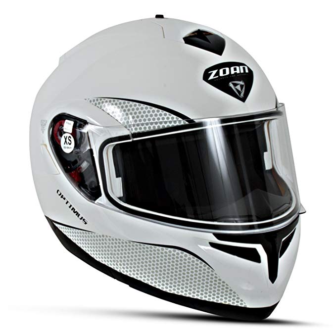 Zoan Optimus Gloss White Modular Full Face Motorcycle Riding Helmet 3X-Large