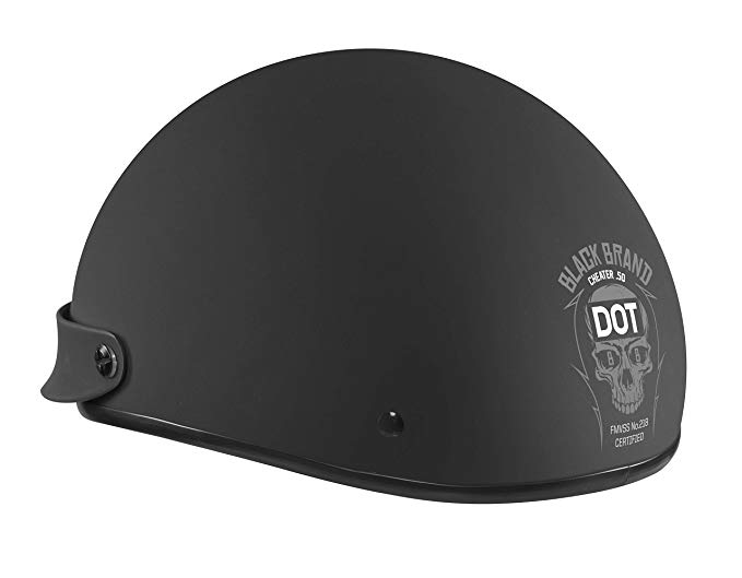 Black Brand Cheater.50 Half Street Motorcycle Helmets - Matte Black/White / Medium