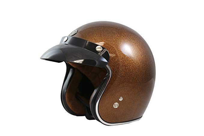 TORC T50 Route 66 3/4 Helmet with Super Flake Speciality Paint (Root Beer Brown, Large)