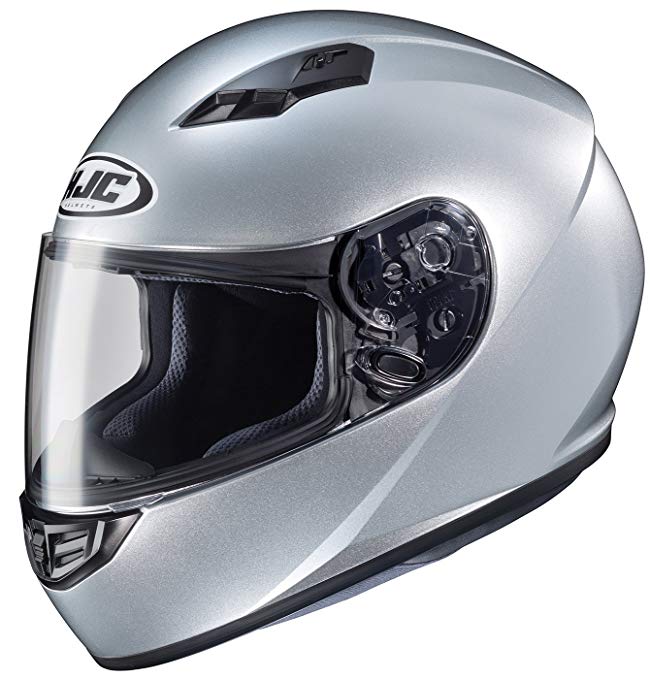HJC Helmets CS-R3 Unisex-Adult Full Face Metallic Motorcycle Helmet (CR Silver, Large)