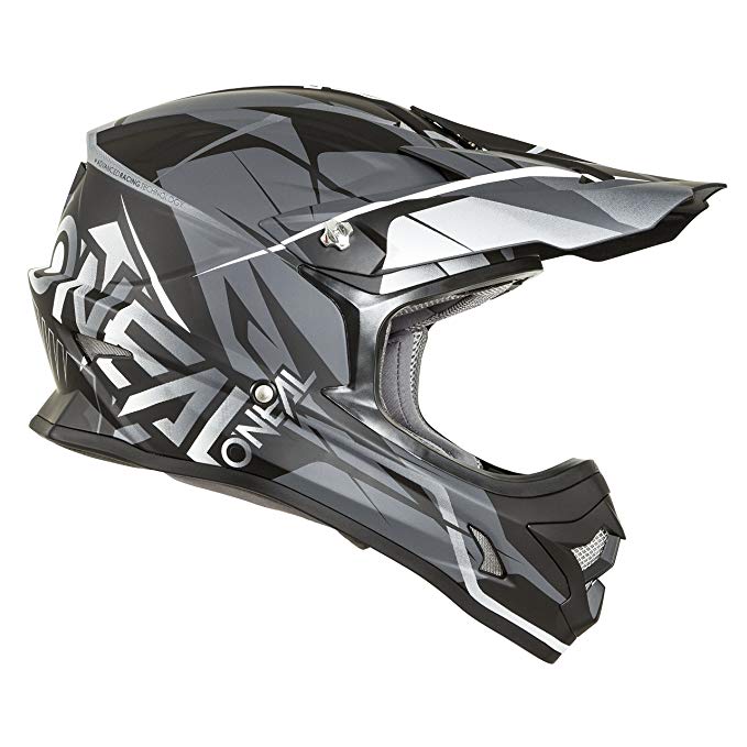 O'Neal 3 SRS Mens Off-Road Free Rider Helmet (Black/Grey, Medium)