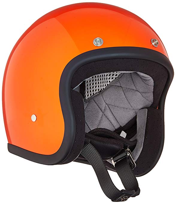 Biltwell Unisex-Adult Open-Face-Helmet-Style Gloss Hazard Bonanza 3/4 Open-Face DOT Helmet (Orange, Large) - BHHAZGLORGLRG