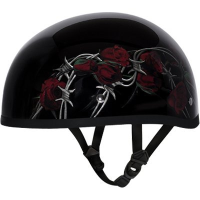 Daytona Barbed Roses D.O.T. Approved 1/2 Shell Harley Cruiser Motorcycle Helmet/X-Large