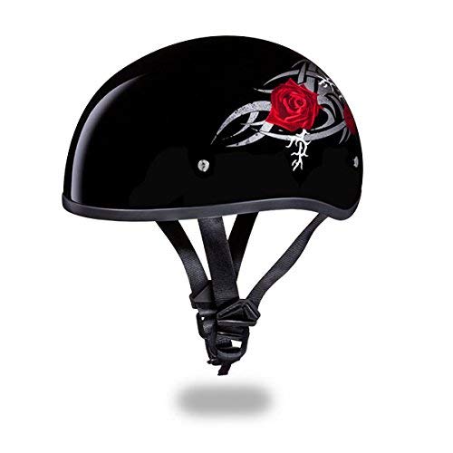 Daytona Rose D.O.T. Approved 1/2 Shell Harley Cruiser Motorcycle Helmet - Red/Medium