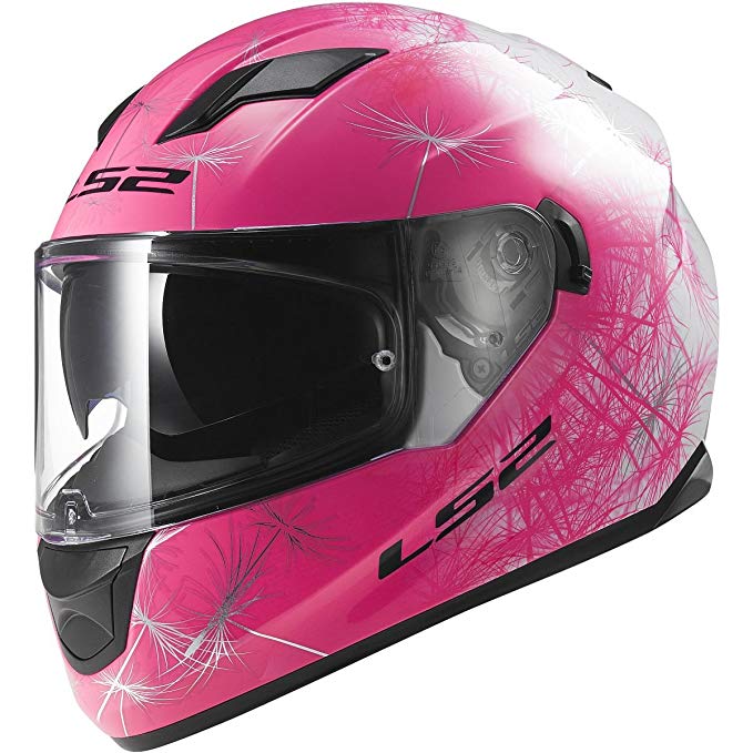 LS2 Helmets Stream Wind Full Face Motorcycle Helmet with Sunshield (White/Pink, X-Small)