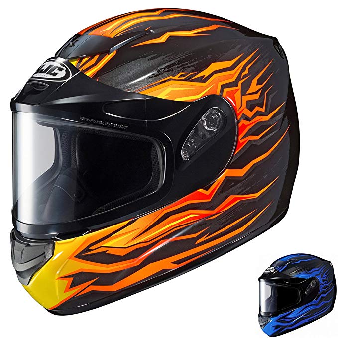 HJC CS-R2SN Flame Block Full Face Snow Helmet Framed Dual Lens Shield (MC-7 Orange, Small)