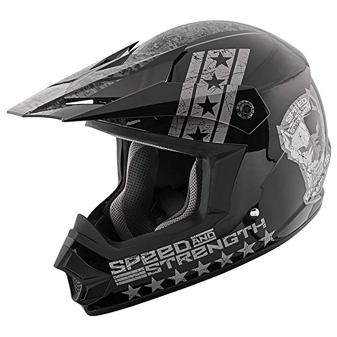 Speed and Strength Dogs of War Full Face SS2400 Motorcycle Helmet (Black/Charcoal, X-Small)