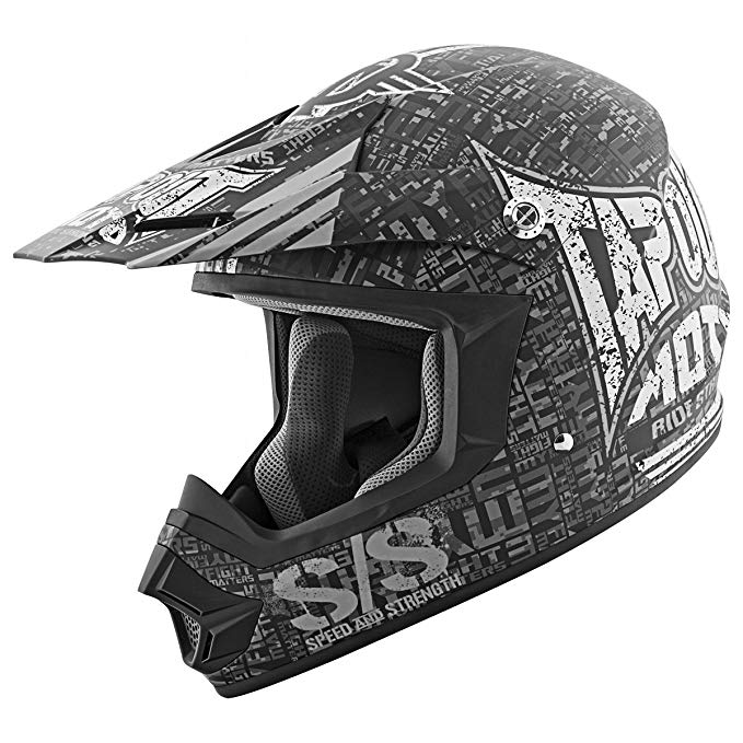 Speed and Strength Tapout Moto Full Face SS2400 Motorcycle Helmet (Black/Charcoal, Medium)