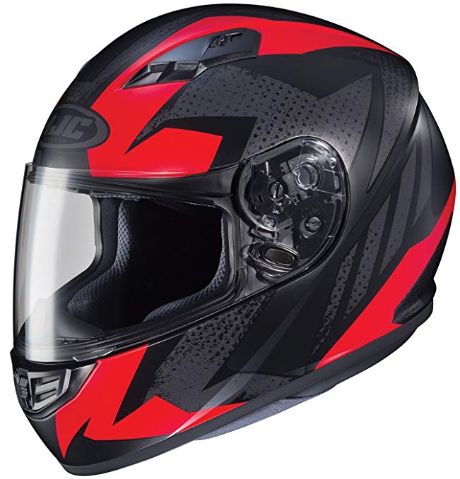 HJC Helmets CS-R3 Unisex-Adult Full Face Treague Motorcycle Helmet (Black/Red, Medium)