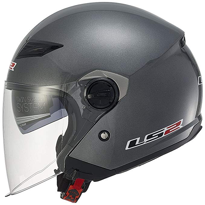 LS2 Helmets 569-3036 Track Solid Open Face Motorcycle Helmet with Sunshield (Gunmetal, XX-Large)