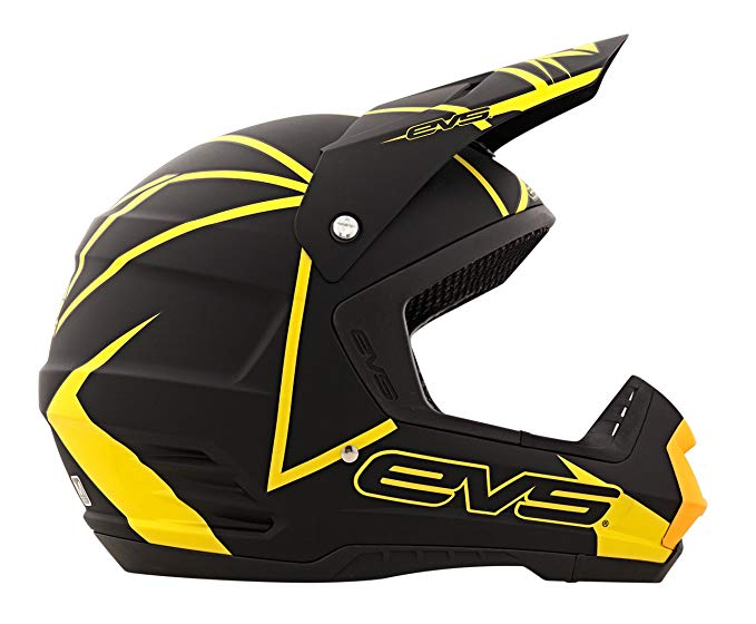 EVS Sports Vortek T5 Neon Blocks Helmet (Yellow, Large)