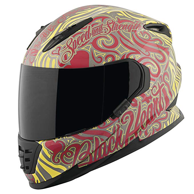 Speed & Strength SS1310 Helmet - Black Heart (X-SMALL) (RED/YELLOW)