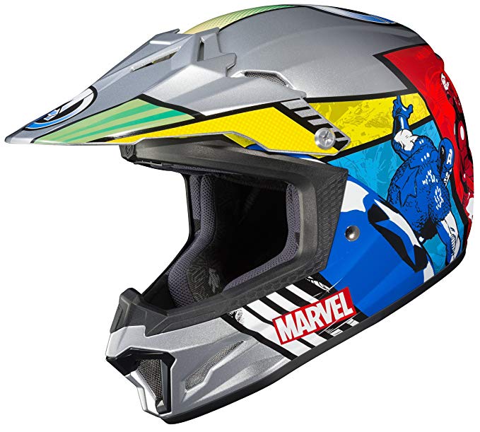 HJC Helmets Marvel Unisex-Child Off-Road Helmet (Multi-Color, Large) (CL-XY II Youth Avengers MC-21)