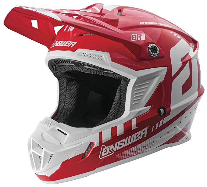 Answer Racing AR-1 Men's Off-Road Motorcycle Helmets - White/Red / Medium