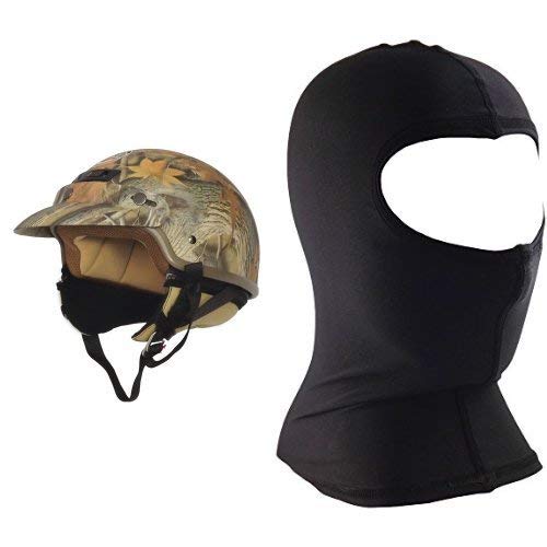 Core Forester Deluxe Half Helmet (Tan Camouflage, Medium) and Core Nylon Balaclava (Black, One Size) Bundle