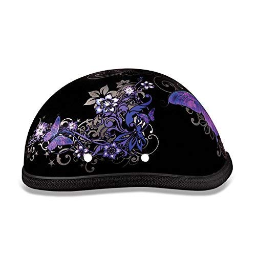 Women's Novelty Motorcycle Helmet with Butterflies and Flowers (Size M, MD, Medium)