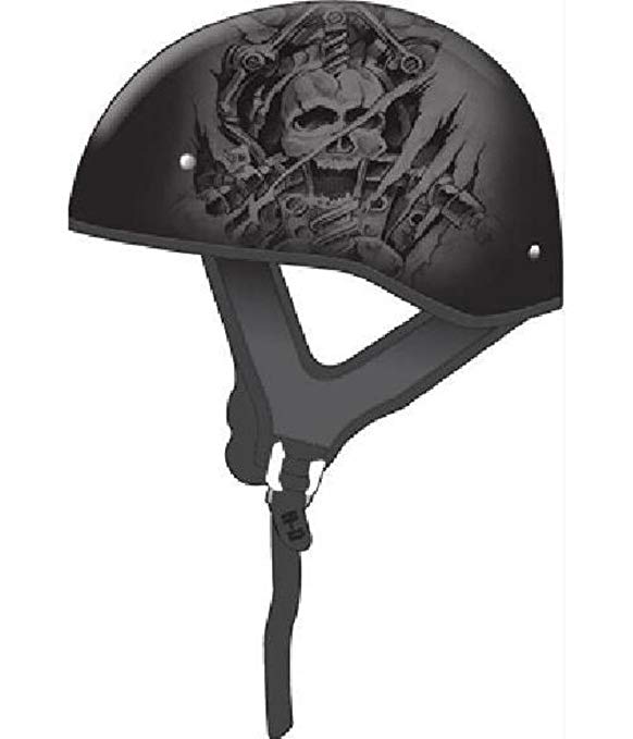 GMAX GM65 Naked Mens Half Face Helmet - Tormentor Flat Black/Silver Medium