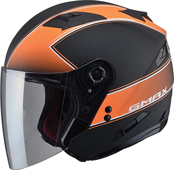 Gmax OF77 unisex-adult open-face-helmet-style Motorcycle Street Helmet Classic (Flat Black/Orange,Xx-Large),1 Pack