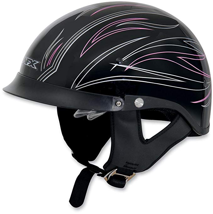 AFX FX-200 Dual Inner Lens Half-Style Beanie Helmet, Pink Pinstripe 0103-0767, Size: XL