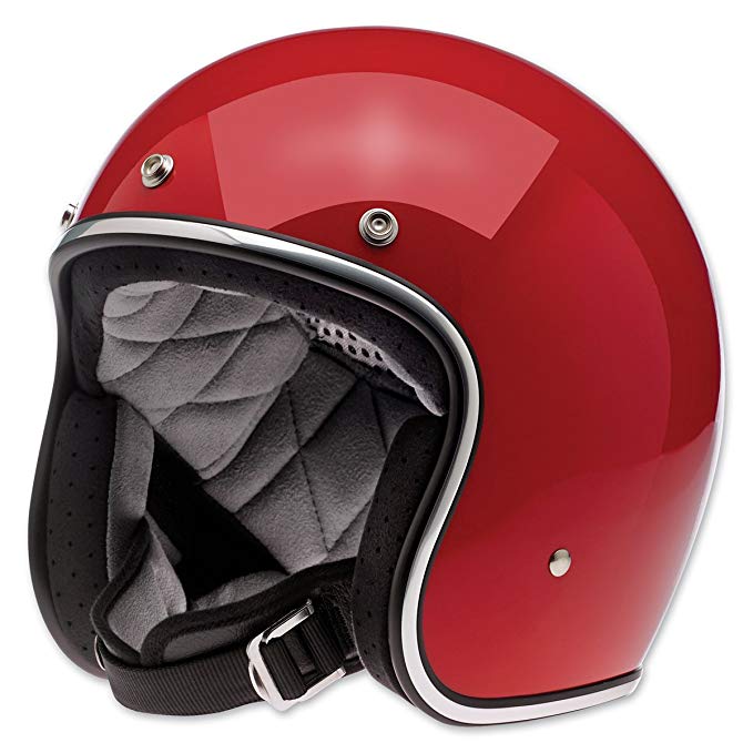 Biltwell Unisex-Adult Open-Face-Helmet-Style Blood Bonanza 3/4 Open-Face DOT Helmet (Red, Small)