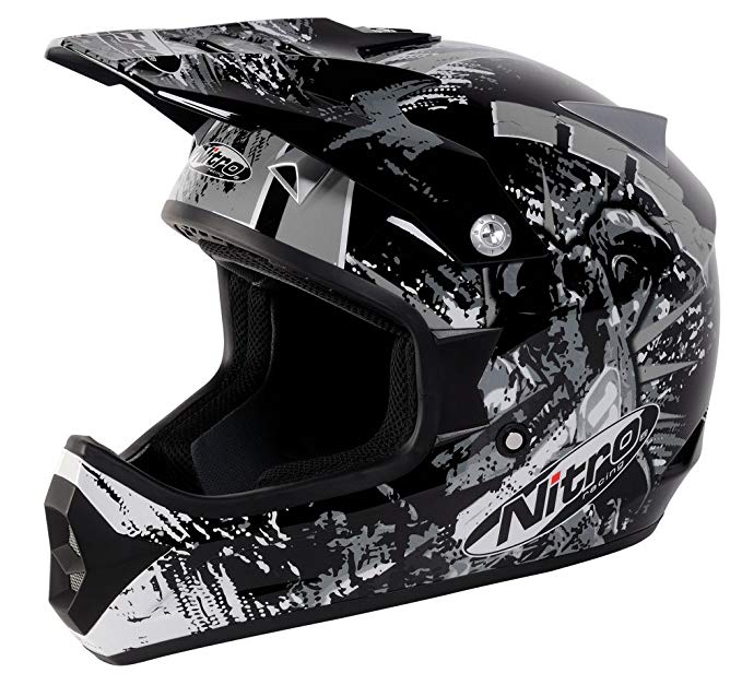 Nitro Extreme MX Off-Road Helmet (Black/Silver, Small)