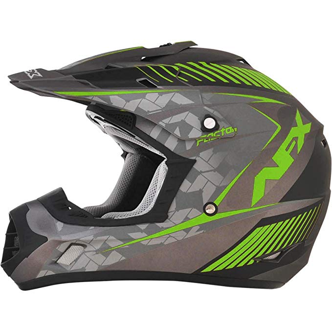 AFX FX-17Y Unisex-Child Off-Road-Helmet-Style Helmet (Factor Flat Green, Medium)