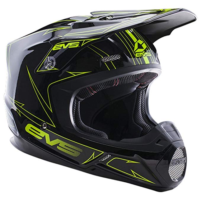 EVS T5 Pinner Adult MX Motorcycle Helmet - Black/Hi-Viz Yellow/Medium