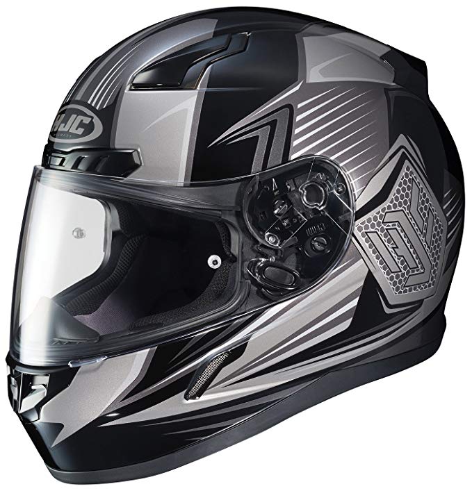 HJC CL-17 Striker Full-Face Motorcycle Helmet (Black/Silver, Small)