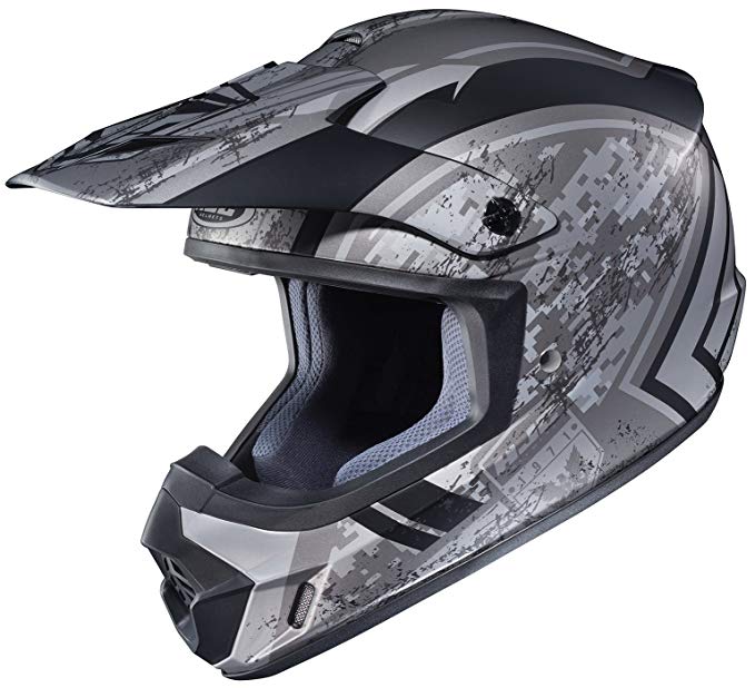 HJC Helmets CS-MXII Squad Unisex-Adult Snowcross/Off-Road Motorcycle Helmet (Silver/Black, Large)