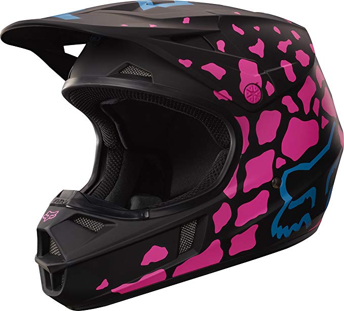 Fox Racing Grav Youth V1 Motocross Motorcycle Helmet - Black/Pink / Medium