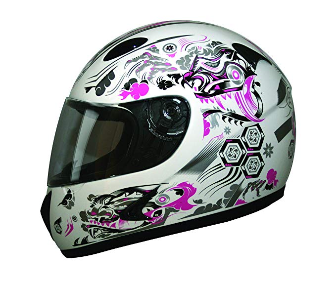 HCI 75 Women's Full Face Helmet with Dragon Graphics (Pink/White, X-Small/Size 01)
