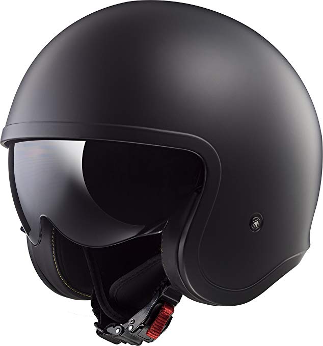 LS2 Helmets Spitfire Bobber Vintage style Open Face Helmet with sun shield Solid (Matte Black, Medium)