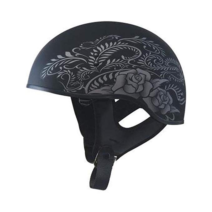 GMAX GM65 Naked Mens Half Face Street Motorcycle Helmet - Flat Black/Silver X-Small