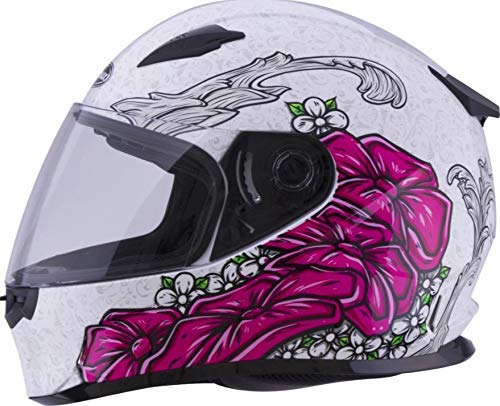 GMAX FF-49 Adult Yarrow Full-Face Motorcycle Helmet - White/Pink/Small