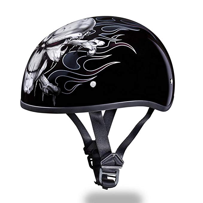 Daytona Cross Bones D.O.T. Approved 1/2 Shell Harley Motorcycle Helmet / Medium