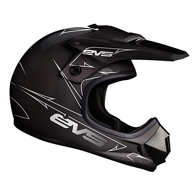 EVS T3 Pinner Off-Road/Dirt Bike Helmet - Matte Black/White, Youth Small