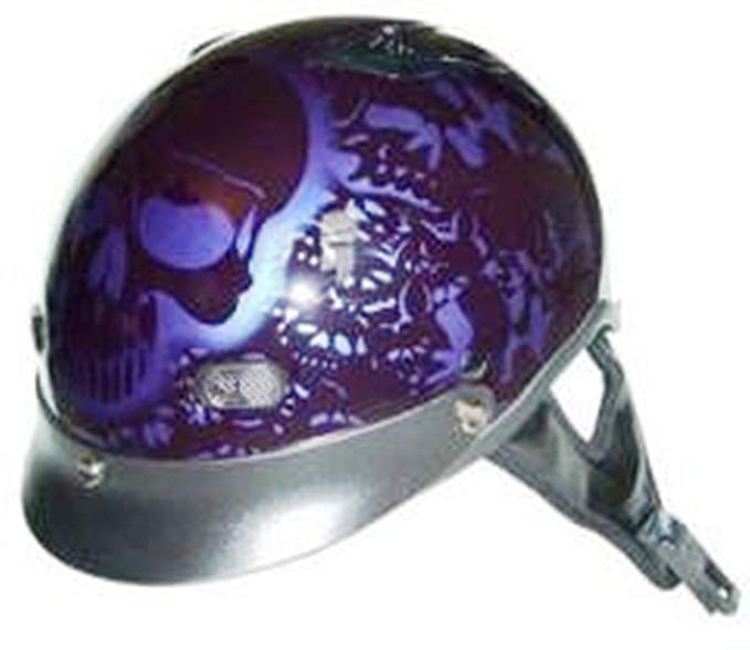 DOT PURPLE BONYARD MOTORCYCLE HALF/BEANIE HELMET-XL