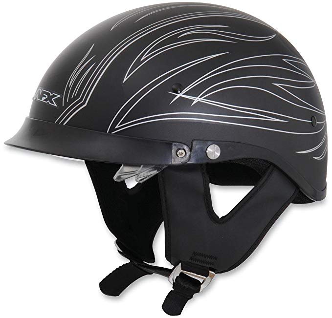 AFX FX-200 Dual Inner Lens Half-Style Beanie Helmet, Silver Flat Pinstripe 0103-0757, Size: XS