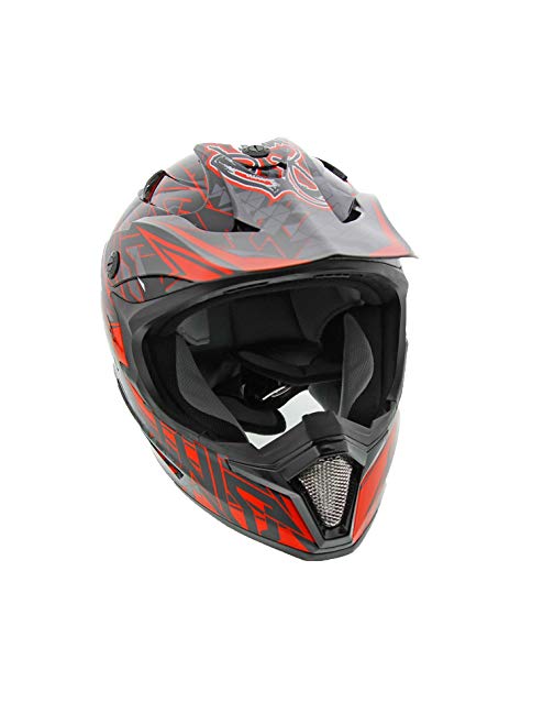 Cyclone ATV MX Dirt Bike Off-Road Helmet DOT/ECE Approved - Red - Large