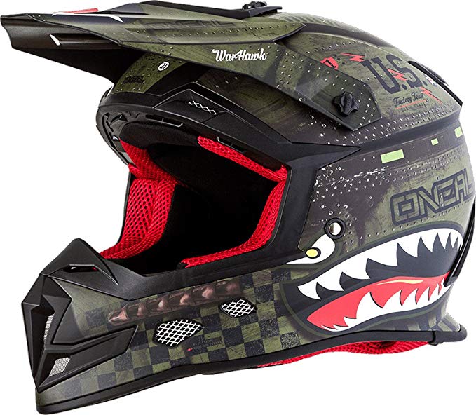 O'Neal 5 SRS Mens Off-Road War Hawk Helmet (Black/Green, Small)