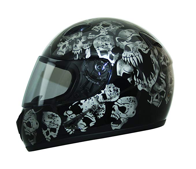 HCI HCI-75 Screaming Full Face Helmet (Black Silver Graphic, Medium/Size 03)