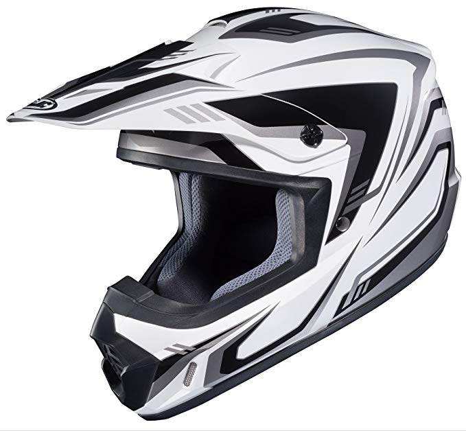 HJC Helmets Unisex-Adult Off-Road Helmet (White/Silver, Medium) (CS-MX II Edge MC-5)