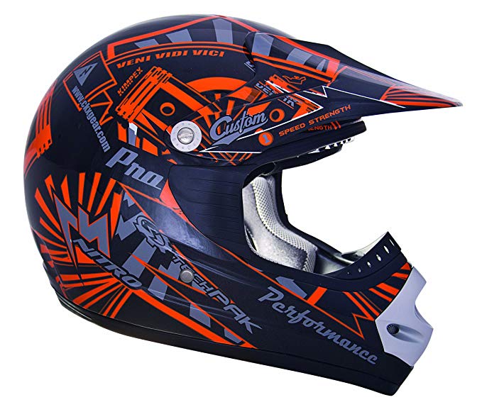 CKX 183983 TX-218 Pursuit Juniors/Kids/Youth Full Moto Helmet, Orange/Black, Medium