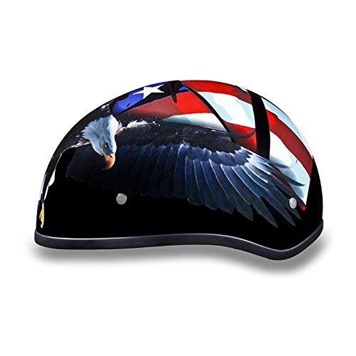 DOT Motorcycle Half Helmet with US Flag and Eagle (Size S, SM, Small)